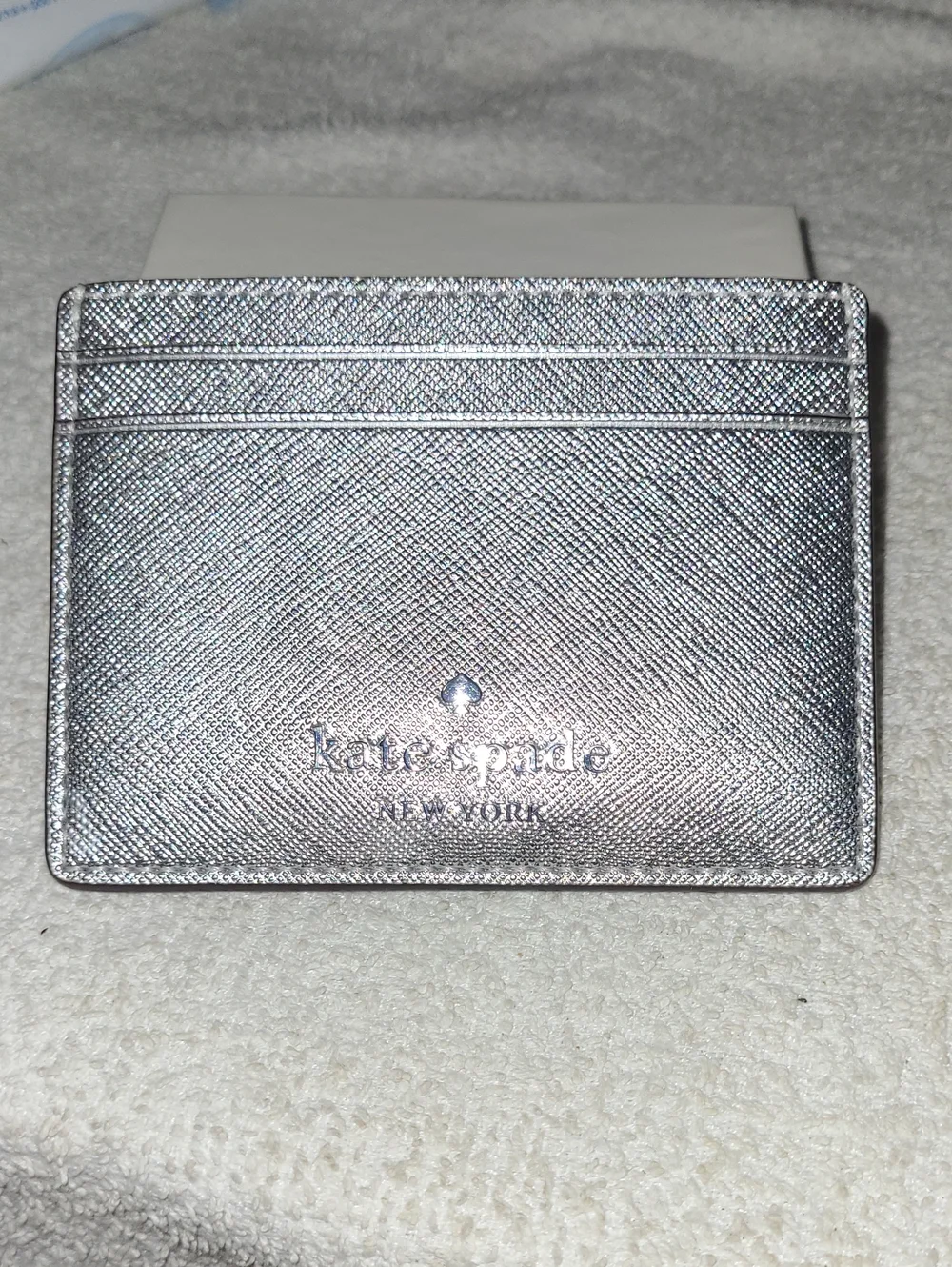 kate spade Metallic Silver Card Holder